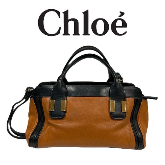 Chloé Leather Alice Shoulder‎ Crossbody Bag - Black and Brownish Orange - Picture 2 of 7